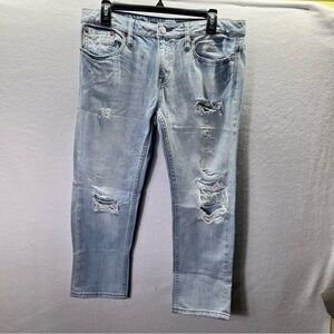 American Eagle distressed Capri Jeans Womens 4 Blue Denim Trashed 2704
